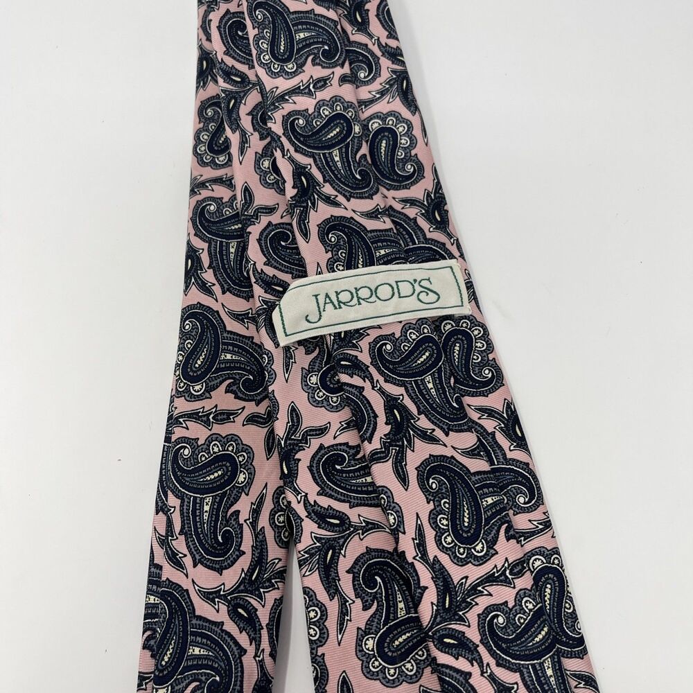 Jarrod’s Tie, 100% Silk, Made By Hand, Printed In England, Pink & Navy Paisley